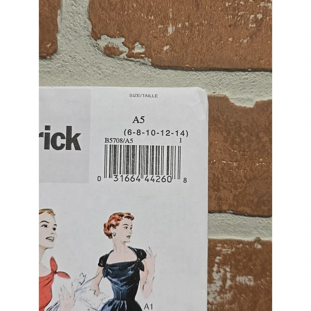 Butterick B5708 RETRO 53 Flared Dress Shoulder Ties Sewing Pattern sz 6-14